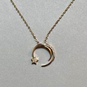 14K Yellow Gold Shooting Star Diamond Necklace 1.8g